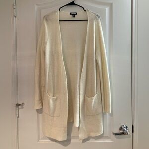 Lands' End Women's Cream Cardigan Sweater